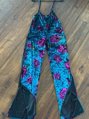 Crushed Velvet Vibrant Festival Underbust Jumpsuit